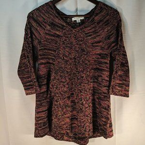 Studio Works Petite Knit Sweater 3/4 Sleeves Multicolor Womens PM M Medium